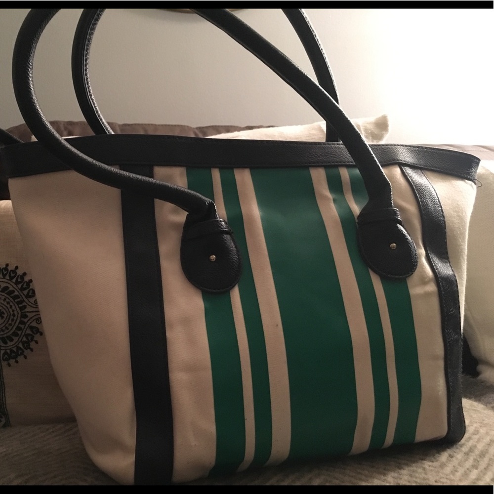 Old Navy poly/cotton blend stripe canvas purse